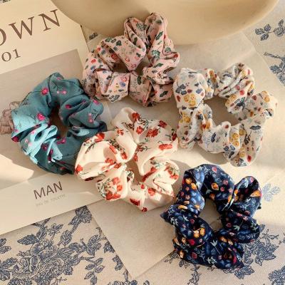 China Hot Sale Korea Good Quality Curly Hair Scrunchies Female Custom Hair Accessories Polka Dot Printing Elastic Hair Scrunchies for sale