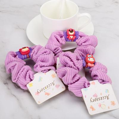 China Hot Selling Candy Cloth Girls Scrunchies Strawberry Bear Scrunchie High Elastic Hair Logo Tie for sale