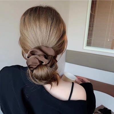 China Solid Multicolor Satin Scrunchies Color Hair Ties Satin Chiffon Hair Scrunchies Women Wholesale Hair Scrunchies for sale