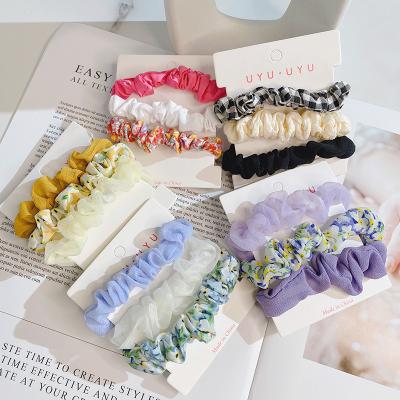 China Scrunchie 3 Pcs/Set Floral Spring Hair Ring For Women Girls Sweet Elastic Scrunchies Where Hair Ties Rubber Hair Bands Accessories for sale