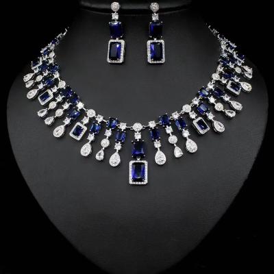 China CLASSIC 2022 Luxury 2 Pcs Diamond Bridal Cubic Zirconia Dubai Jewelry Set For Wedding for sale