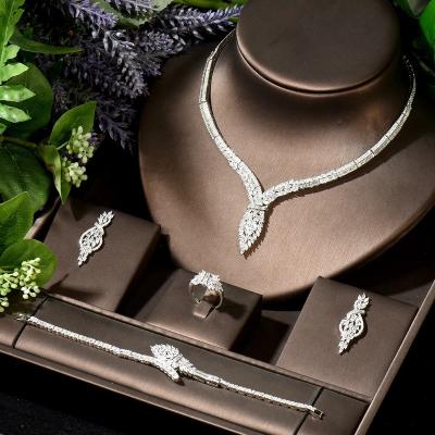 China CLASSIC 4pcs Zirconia Bridal Necklace Sets For Women Party African Dubai CZ Crystal Wedding Jewelry Jewelry Sets for sale