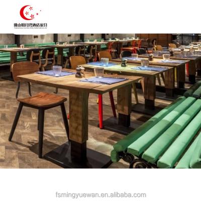 China PANEL industrial modern style wood rectangle table cafe chair used restaurant furniture for sale