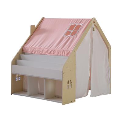 China Safety Multifunctional Kids Play Tent Toy Play House With Shelf Board Tent For Kids Theater House for sale