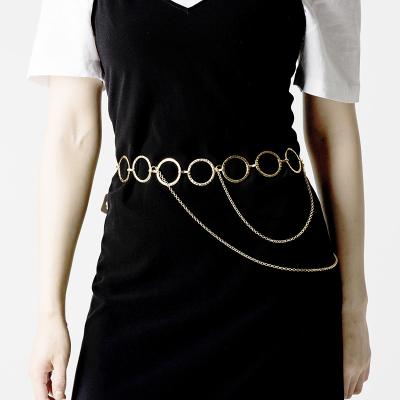 China Fashion Cheap Women Metal Waist Chain Belt Gold 113cm Round Metal Waist Chain Belt for sale