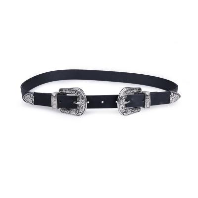 China Simple Design Western Belt Factory New Arrival Western Double Buckle Durable Western Waist Belt for sale