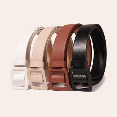 China New Arrival 4 Color Fashion Soft Retro PU Casual Buckle Simple Ladies Belt for sale