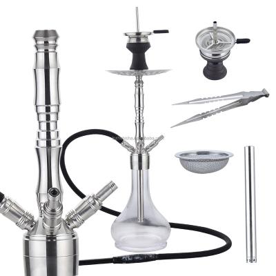 China SS304 China manufacture big size of 4 hoses stainless steel hookah cheap portable hookah shisha set professional for sale