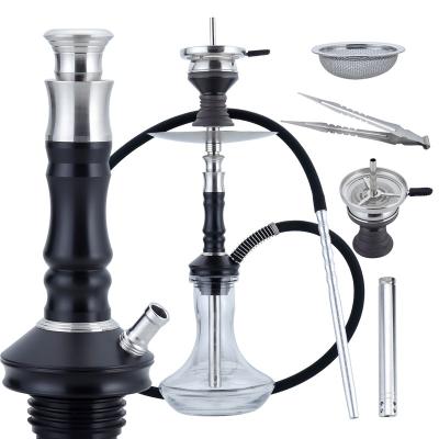 China 2022 New Russia Design 1 Hose Narguile Shisha Concealed Air Exhaust Good Quality Stainless Steel Left Black Hookah for sale