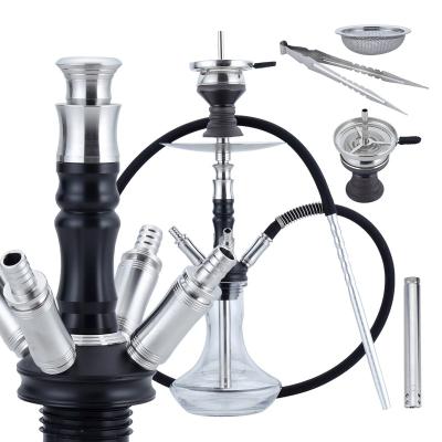 China Professional Portable Shisha Hookah Black Stainless Steel Hookahs 4 Hookahs 4 Hose POM Manufacture China Moden for sale