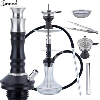 China 2022 New Russia Design 1 Hose Narguile Shisha Concealed Air Exhaust Good Quality Stainless Steel Left Black Hookah for sale