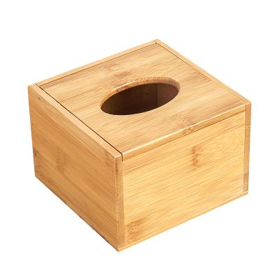 China Sustainable Wholesale Creative Kitchen Bathroom Natural Eco-friendly Rectangular Bamboo Tissue Box for sale