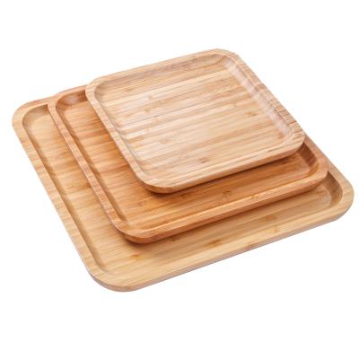 China Viable Wholesale Cheap Price Square Shape Food Dish Breakfast Party Bamboo Tea Coffee Table Serving Tray for sale