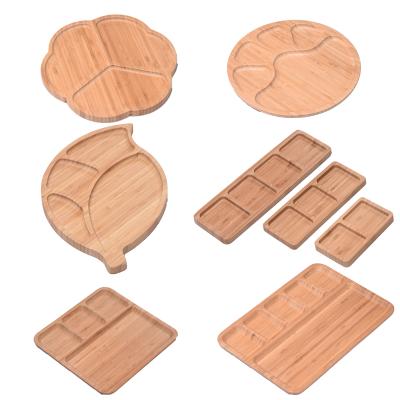 China Sustainable Wholesale Eco Friendly Bamboo Dish Fancy Cartoon Shape Serving Platter Bamboo Dishes For Kids for sale