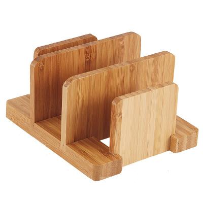 China Viable Hot Selling Natural Bamboo Dish Rack Holder Pot Lid Organizer Chopping Cutting Board Holder for sale