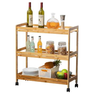 China Latest Arrivals Sustainable Quality Assurance Bamboo Storage Cart Removable 3 Layers Spice Rack Kitchen Rack for sale