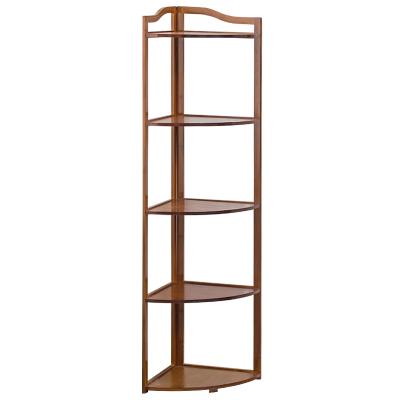 China Good Quality Promotional Customized Customized Standing Corner Shelf 5 Layers Bamboo Storage Corner Book Shelves for sale