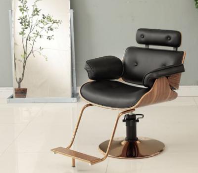 China 2020 Selling Contemporary Ergonomic Design Curved Hair Salon Chair Ladies Wooden Nice Hair Styling Make Up Chair for sale