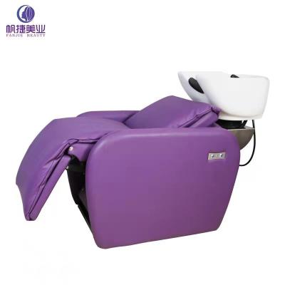 China Modern Luxury Electric Shampoo Chair Hair Beauty Salon Automatic Folding Wash Beds for sale