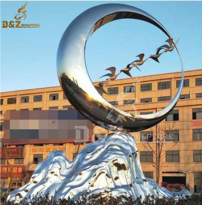 China Outdoor Decorative Garden Art Circle European Large Sculpture Circle Stainless Steel Abstract Sculpture Sets for sale