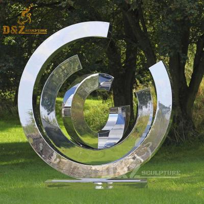 China Europe Garden 304 Stainless Steel Large Circle Art Sculpture Indoor Outdoor Decoration Metal Sculpture for sale