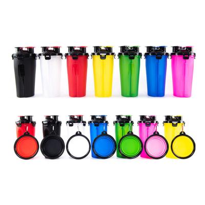 China Non-automatic Anti Puddle Plastic Portable Dog Bottle Pet Food Water Drinking Walking Moving Dispenser for sale