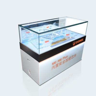 China Shops Customized Glass Cell Phone Display Showcase Cell Phone Shop Counter Design And Display Cabinets With Glass And Metal Hardware for sale