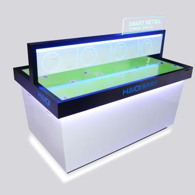 China Shops Customized Glass Counter Shelf Store Mobile Phone Display Showcase Mobile Phone Showcase Cabinet With Chrome Backer for sale