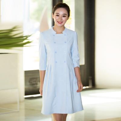 China Korean private hospital nurses wear the end of the high doctor beautician shirt dress women sleeves spring and summer for sale