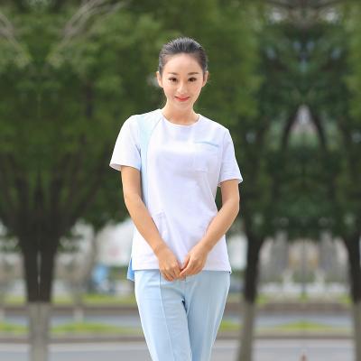 China 2019 New Hospital Round Collar Nurses' Wear Maternal Short-sleeved Clothes Thin And Comfortable Pink And Blue Working Child Care for sale