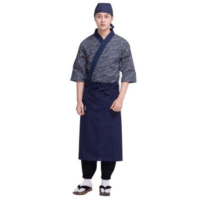 China Anti-wrinkle the sushi bar cook's izakaya chef uniform 100% cotton traditional style Fukuya Teppanyaki chef uniform for sale