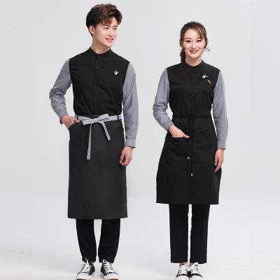 China restaurant & Delantal fashionable restaurant wholesale elegant staff theme factory price bar shirt and apron suit uniform for sale