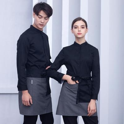 China Restaurant Collar Chinese and Western Waiter Uniform Breathable Astean Long Sleeve Suit Shirt Apron Mosaic Theme for sale