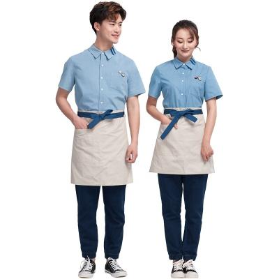 China Mesera Breathable Wholesale TOP Short Waitress Waitress Uniform Designs Restaurant Sleeves Sale Work Shirts Uniform for sale