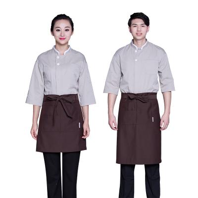 China Breathable Bakers Work Clothes In Sleeve Cake Bakery Pastry Chef Waiter Cotton Coveralls Men And Women for sale