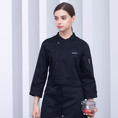 China Breathable Korean version restaurant chef wear bread bakery western chef wear trainers uniform men and women in sleeve for sale