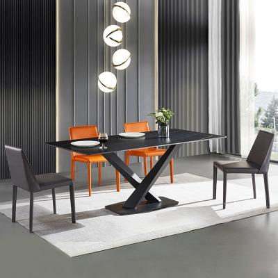 China Easy Assemble Hot Sale Modern Unique Design Furniture Black Metal Base Furniture High Quality Table Dining for sale