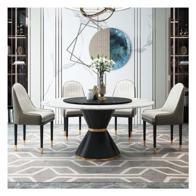 China Easy Compile Modern Luxury Rock Slab Furniture Round Dining Table With Turntable Marble Round Dining Table 8 Seats for sale