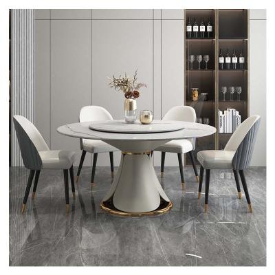 China Easy Compile Round Marble High Quality Modern Luxury Multifunctional Dining Table Sets Revolving Dining Table for sale