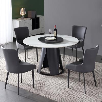 China Easy Compile Newly Designed Imported Slab Marble Top Round Dining Table With Rotating Center for sale