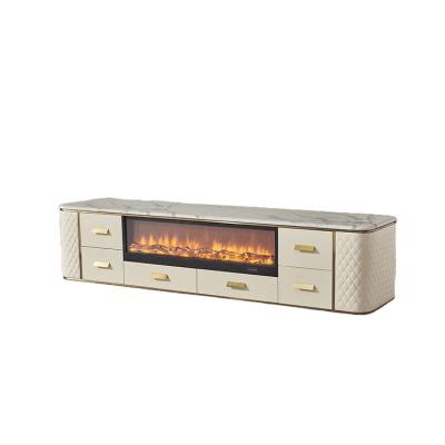 China New Modern Design TV Display Cabinet Wood Led Modern Marble Stoves TV Top Rack With Electric Fireplaces for sale