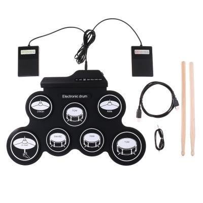 China Electric Drum Kit Professional Electronic Set Digital Entertainment Silicon High Quality Drum Pad Roll Up Electronic Drum Set for sale