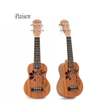 China OEM Ukulele Mahogany Ukulele 21 Inch Paisen Ukulele Acustic Handmade Bird And Flower Soprano Ukulele for sale