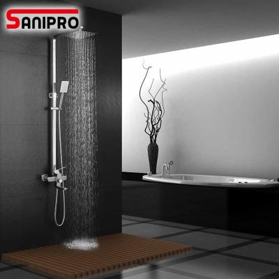 China Sanipro Squareless Slide Bar ss304 Brushed Bathroom Showers Outdoor Shower Faucet for sale