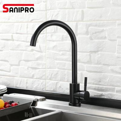 China Thermostatic Faucets SS 304 Stainless Steel Kitchen Black Faucet Popular In Europe America Hot Selling Water Faucet Made In China for sale