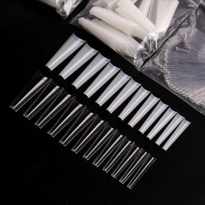 China Manicure Extension Tips Clear 500pcs/packs/nature XXL Coffin Nail Tips Half Cover French Acrylic Artificial False Nail Art Tips for sale