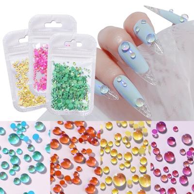 China Fashion and Charming 300Pcs Mermaid Crystal Nail Art Rhinestones Candy Colors Aurora Half Round Glass Beads Nail Jewelry Manicure Decoration for sale