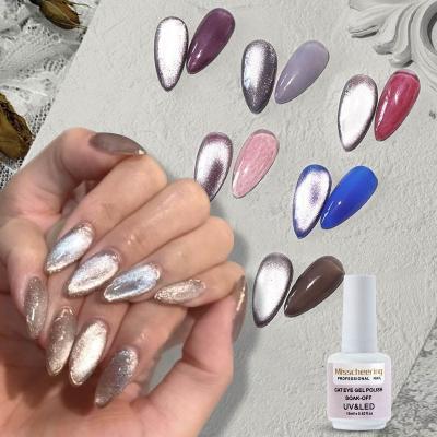 China New 15ml 9D Cat Eyes Popular Wide Magnetic Cat Eyes Gel Effect Gel Polish Luminous Silver UV Nail Art Varnish Glitter Enamel Lacquer Gel Nail Polish for sale