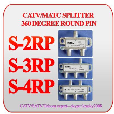 China CATV/MATV rf coax 2/3/4-way splitter with 360 degree round PIN for sale