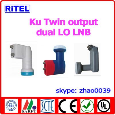 China Ku-band 2-port output TWIN LNBF, single LO and dual LO available for sale